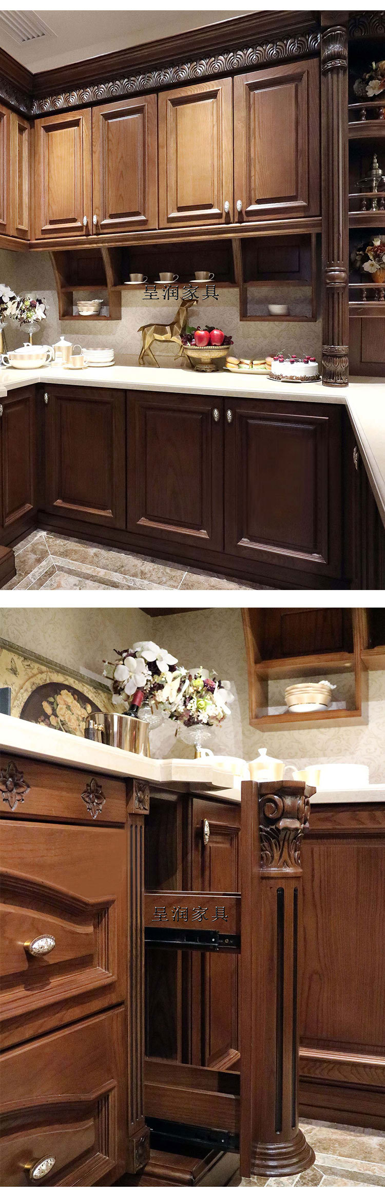 美式实木橱柜定制整体橱柜整体厨房全屋定制橱柜