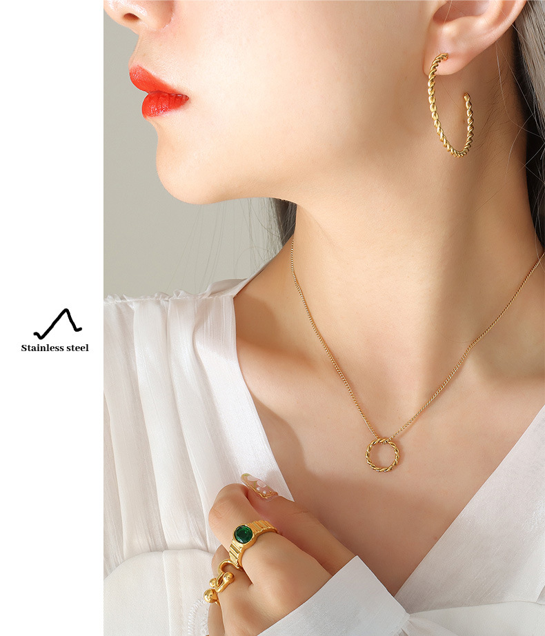 Fashion Solid Color Titanium Steel Earrings Necklace