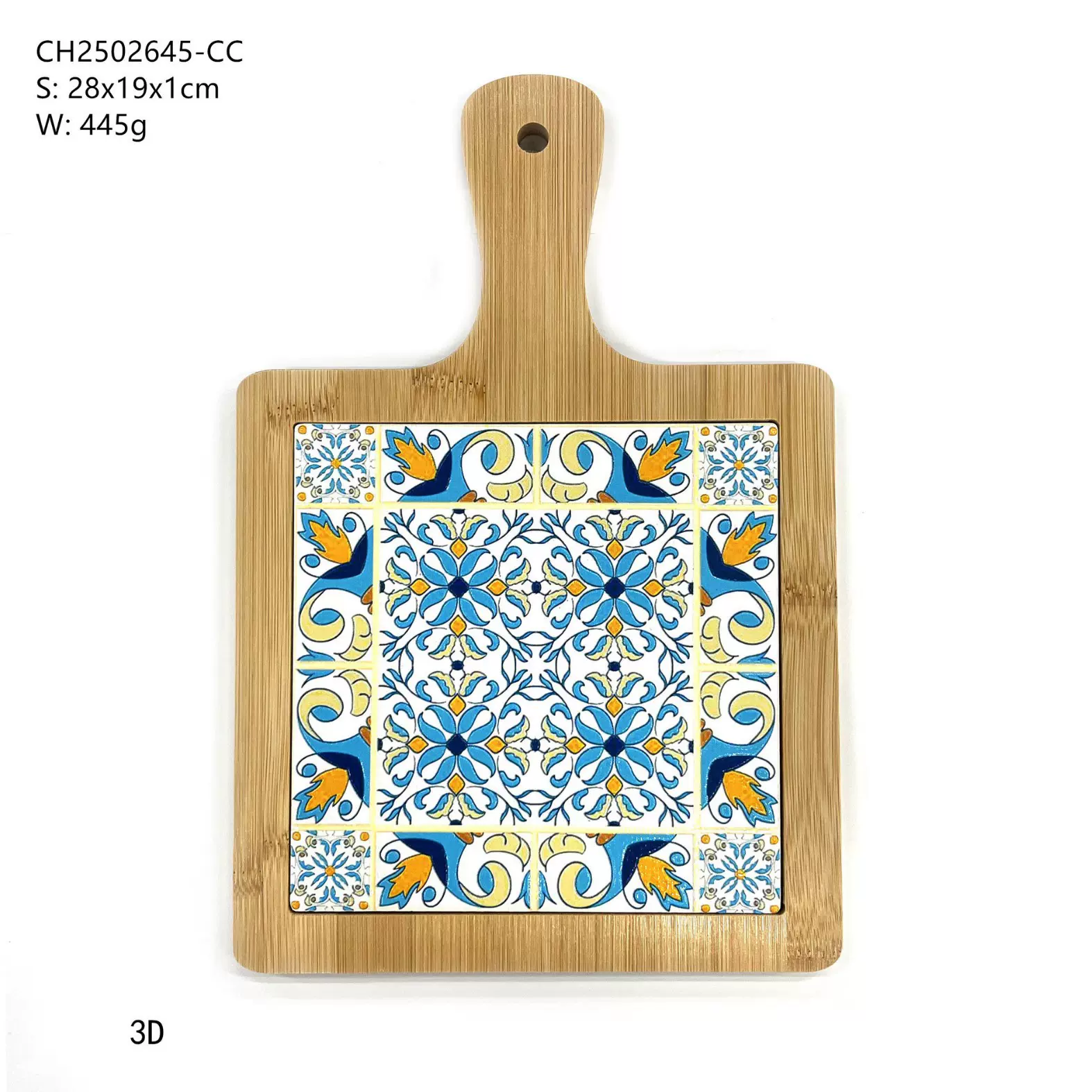 厂家直销竹垫配陶瓷立体印花花纹工艺餐垫家具装饰摆件