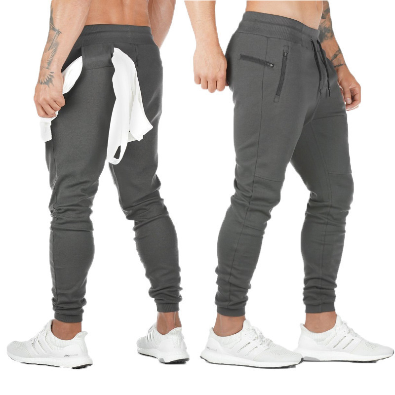 No LOGO Muscle Men's European And American Sports Trousers Men's Fitness Hanging Towel Trousers Running Training Pencil Pants