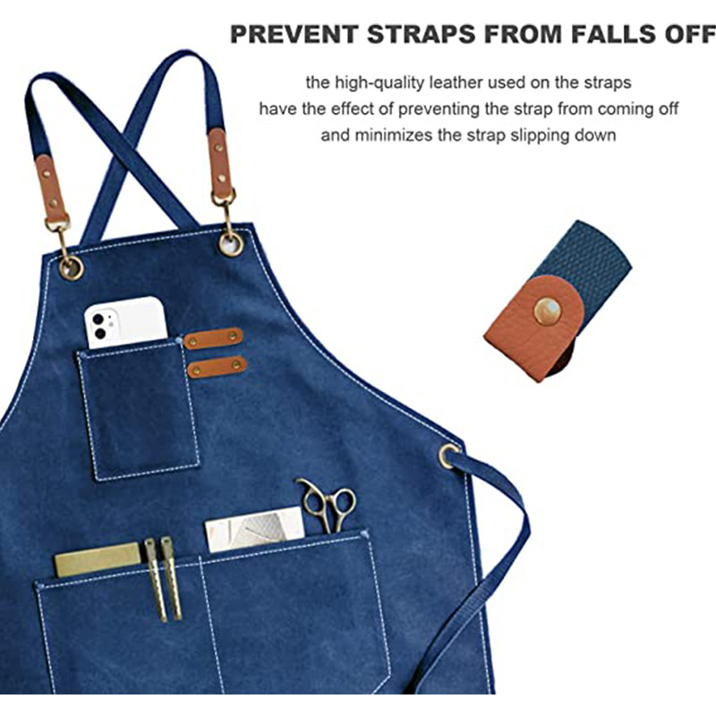 Delantal de lona gruesa para comercio transfronterizo, ajustable, para peluquería, ropa de trabajo, jardinería, carpintería, barista, venta al por mayor
