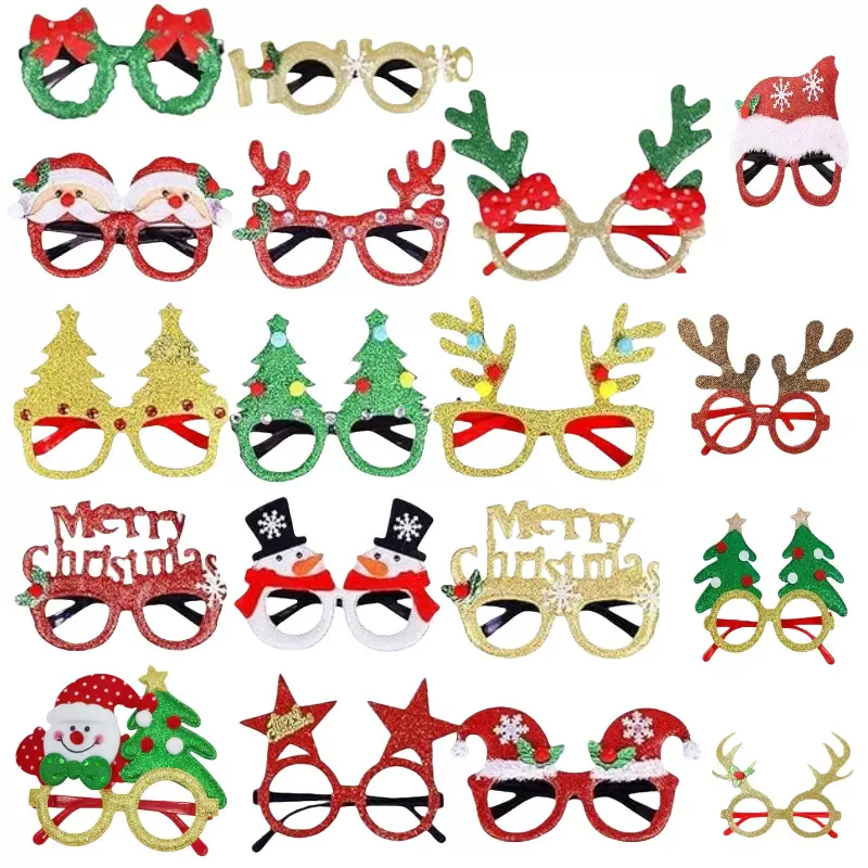 圣诞搞怪毛毡眼镜装饰派对圣诞节眼镜搞笑拍照道具