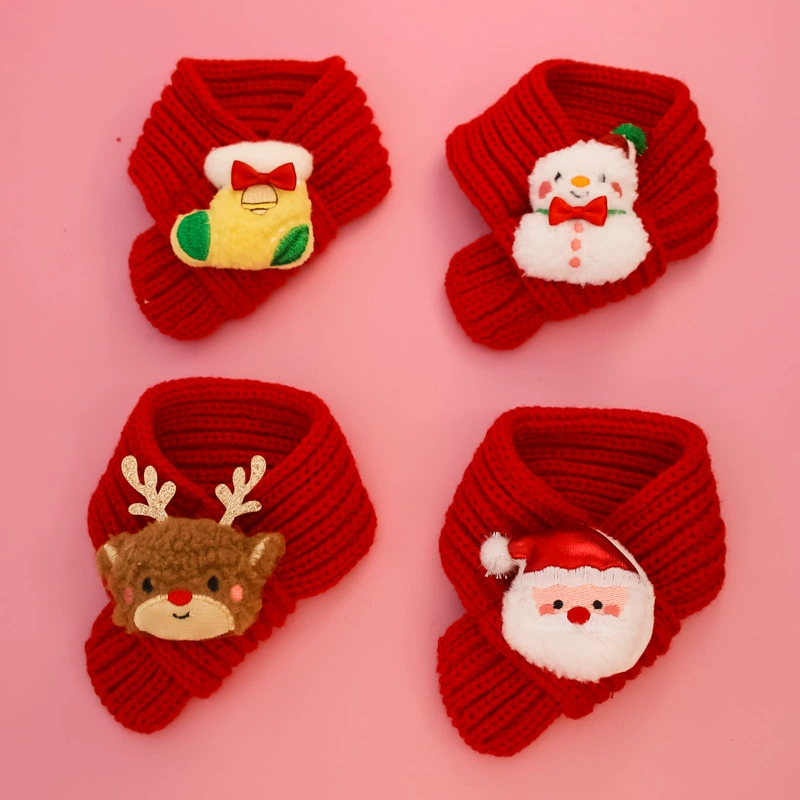 Вязаный рождественский праздничный шарф ручной работы шерстяной нагрудник кошка собака собака домашнее животное товары тепло зимой Новый год красный