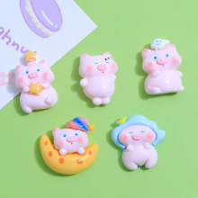可爱晚安猪猪童趣手工diy奶油胶手机壳头饰发夹饰品树脂配件批发