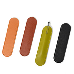 跨境創意學生鉛筆套PU皮革圓筆袋文具盒單支鋼筆保護套壓印logo