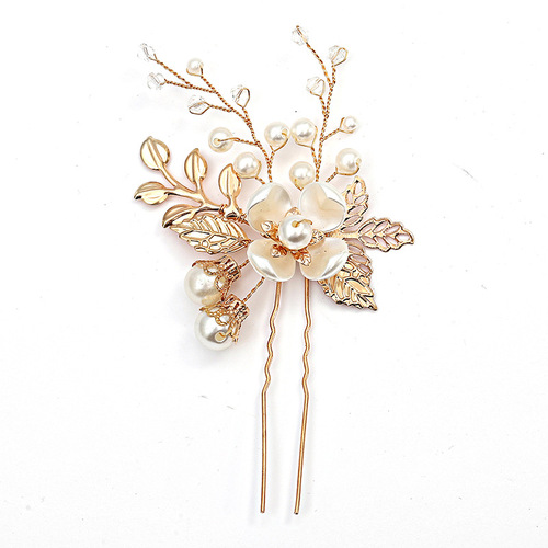 Cross-border pearl crystal alloy hairpins, ancient style bridal headwear, wedding photo hairpins, forest-style Hanfu hair accessories wholesale