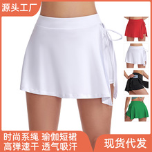 跨境运动短裙女士夏季裸感高腰瑜伽半身裙户外训练跑步健身网球裙