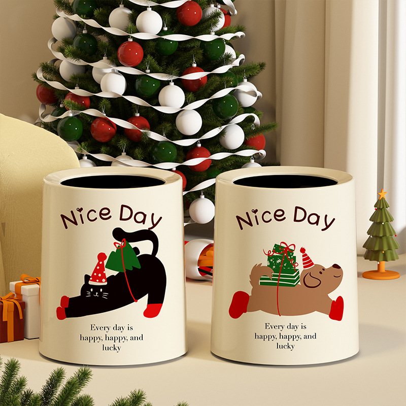 双层客厅垃圾桶家用卧室大容量可爱猫狗创意大号纸篓高颜值垃圾筒