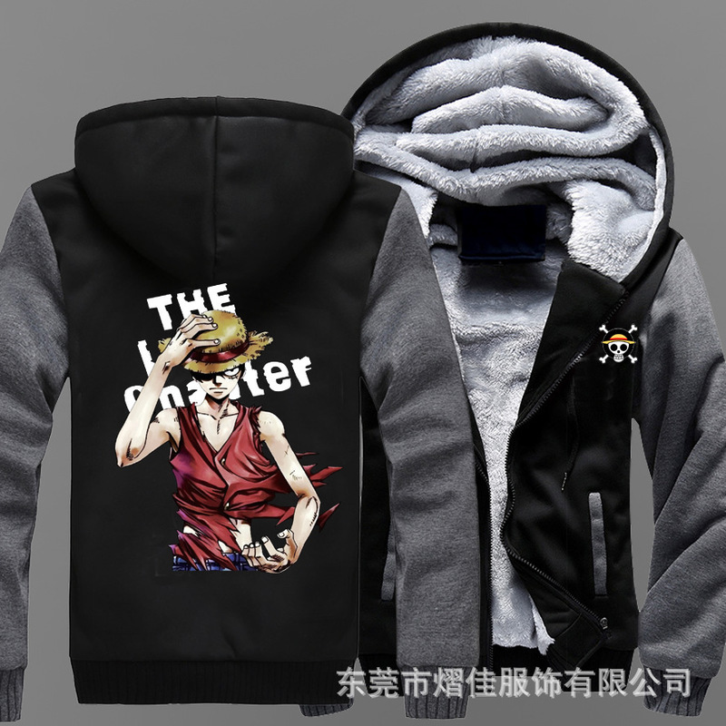 One Piece Luffy Winter Coat Sports Casual Men's Sweatshirt Baseball Suit Men's fleece-lined Thickened Warm One Piece Luffy Winter Coat Sports Casual Men's Sweatshirt Baseball Suit Men's fleece-lined Thickened Warm