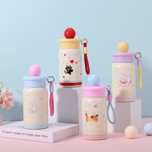 跨境创意高颜值萌宠吸管杯家用316不锈钢保温杯户外便携提绳水杯