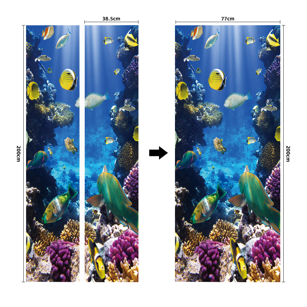 Pegatinas para puertas 3D respetuosas con el medio ambiente, autoadhesivos, fabricantes de origen al por mayor, patrones populares transfronterizos de alta definición, adhesivos para puertas impermeables, a prueba de aceite y antiincrustantes