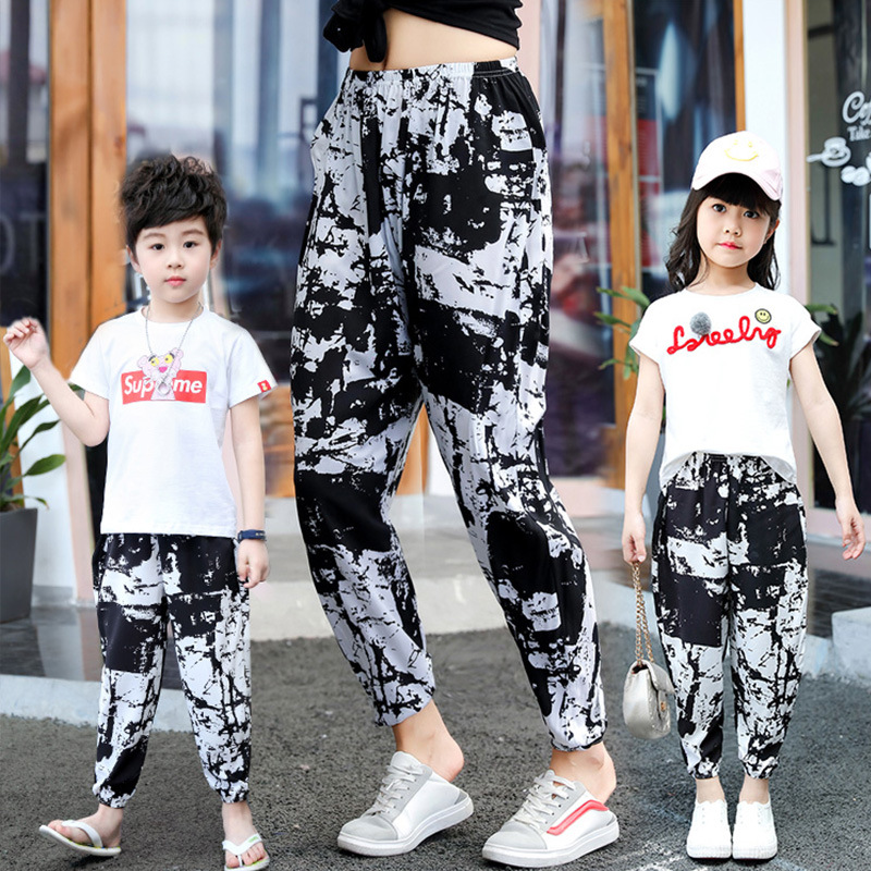 Nuevos pantalones a prueba de mosquitos para niños de verano Pantalones para padres e hijos pantalones a prueba de Mosquitos de algodón para niños Pantalones anchos para niñas bloomers algodón seda