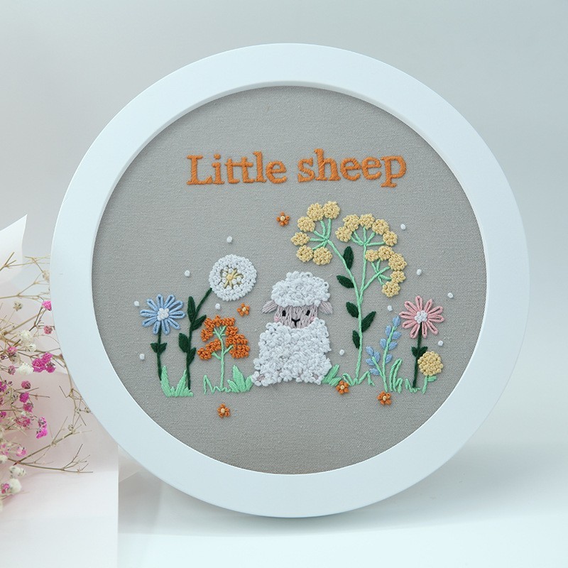 Lindo de dibujos animados bordado los niños DIY paquete material hecho a mano novato haciendo punto cruz entrada decoración colgante pintura