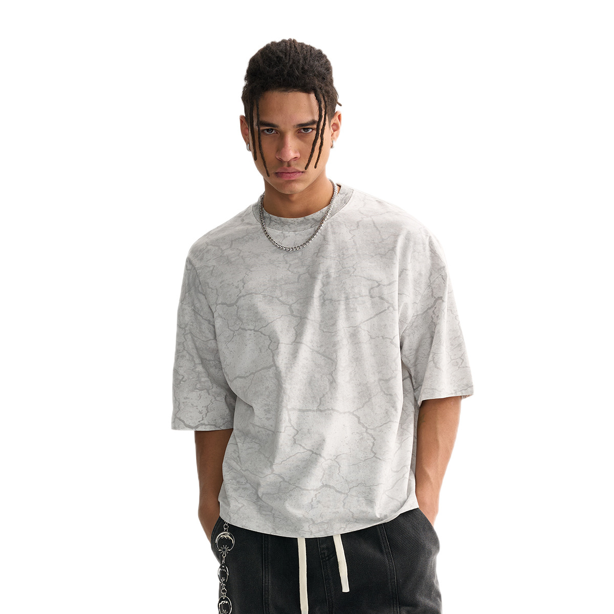 ETAI Hombre| Sucio sucio estilo retro residuos de tierra agrietado camiseta marca de moda masculina de alta calidad corta ancho tipo hombre mangas cortas
