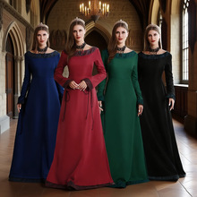 欧美爆款女装2025亚马逊独立站wish中世纪复古连衣裙女长袖演出服