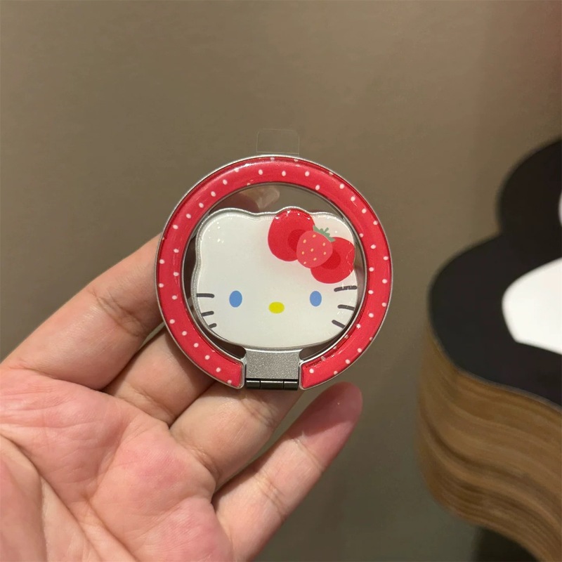 卡通KT猫适用MagSafe磁吸爱心支架指环扣超强吸附力桌面伸缩新款|undefined