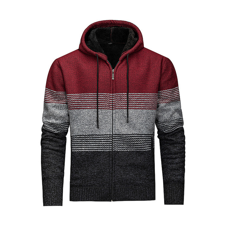 Amazon otoño invierno cardigan chaqueta hombre Europa América y América suéter con capuz chaqueta de punto casual