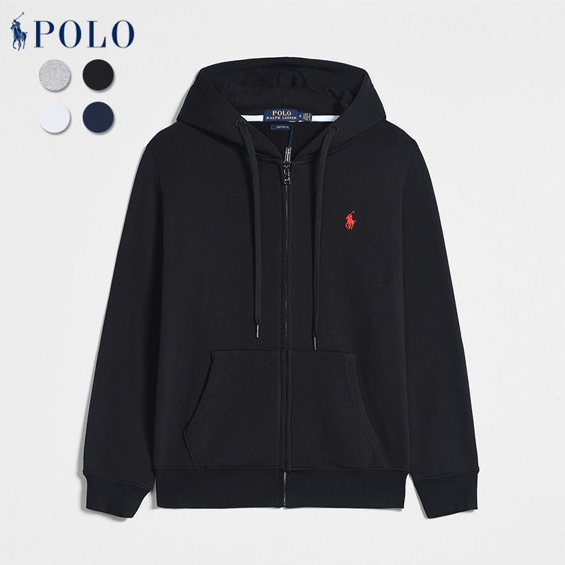 Ralph Lauren Zipper Sweatshirt Men's Polo Cardigan Jacket Embroidered Pony Logo Loose Casual Hooded Top Long Sleeve