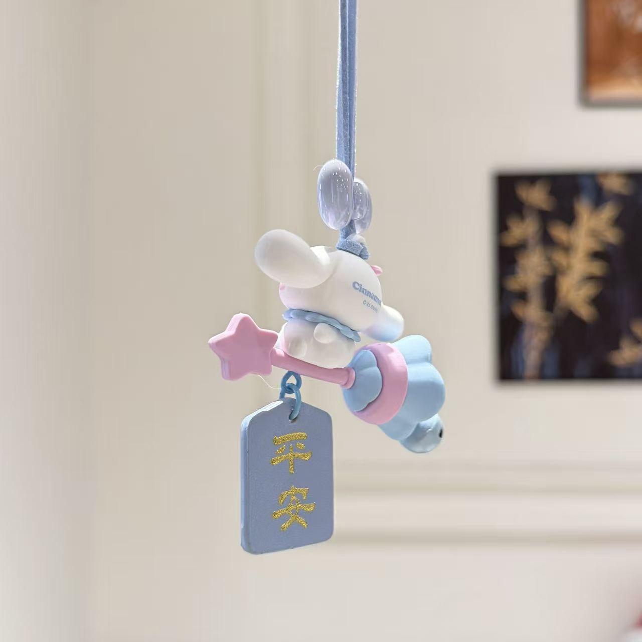Hello Kitty and Cinnamoroll Car Pendant Cute Cartoon Car Rearview Mirror Decoration Amulet Car Ornament