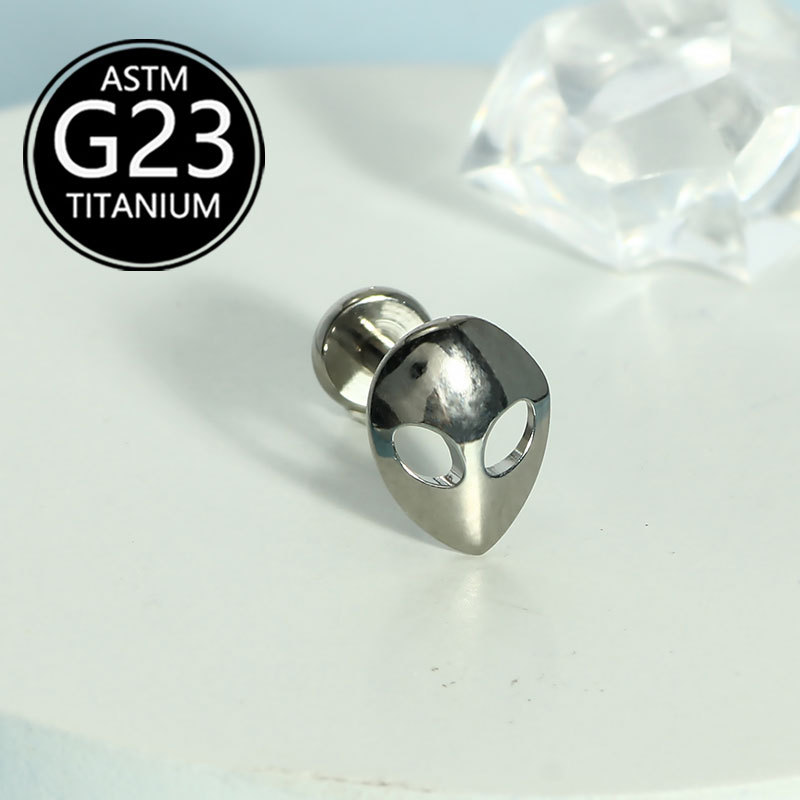 G23 Titanium Lip Nail 16G Internal Thread Lip Piercing Jewelry Ear Bone Nail Face Alien Mask Stud detail image 7