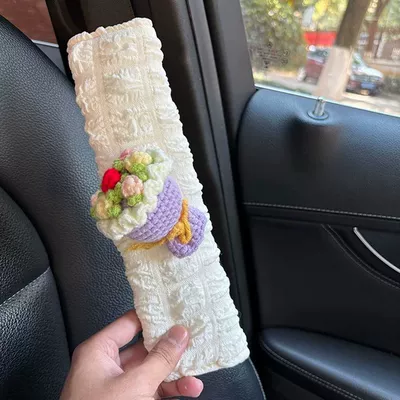 Decoration Car Protective Cover for — Seat belt shoulder pad - purple-rose-puff-shoulder-cover-no-specifications