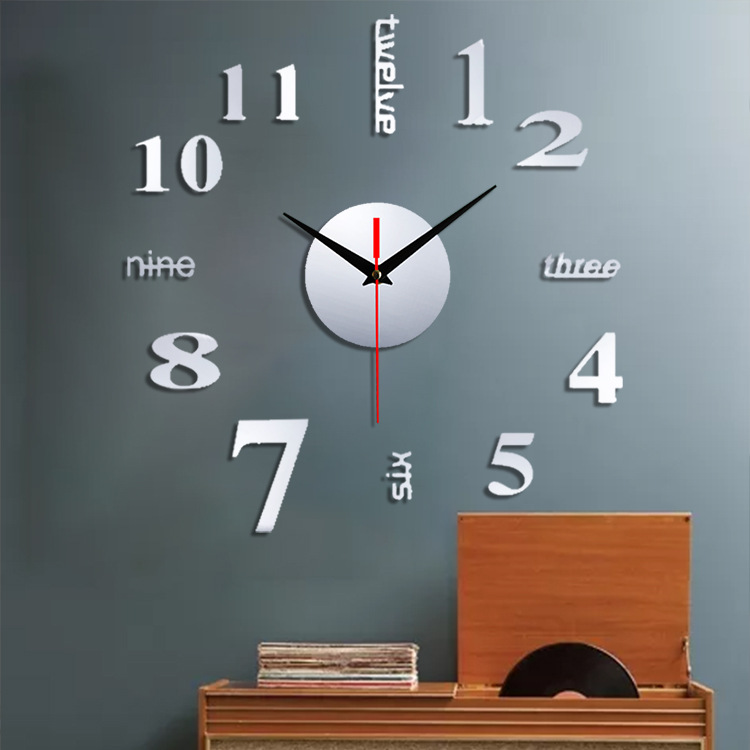 Cruz-frontera creativo acrílico Reloj de pared DIY personalizado moda 3D etiqueta de la pared Reloj de pared hogar caliente mudo reloj decorativo