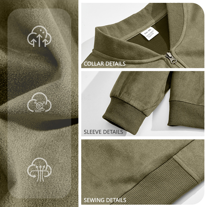 Chaqueta de aviador de gamuza para hombre, estilo europeo y americano, para otoño, color sólido, con cremallera, estilo retro americano, de manga larga.