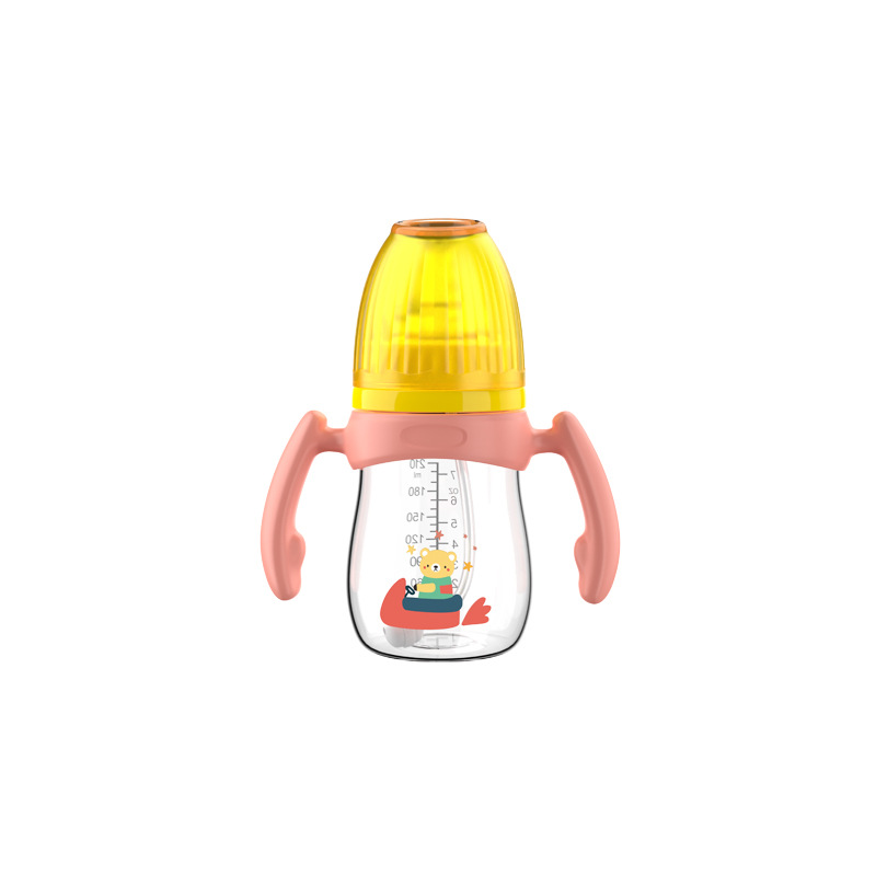 Biberón con tetina tipo chupete en caja, 210/240/300 ml, serie Cactus, con asa, biberón de PP con pajita