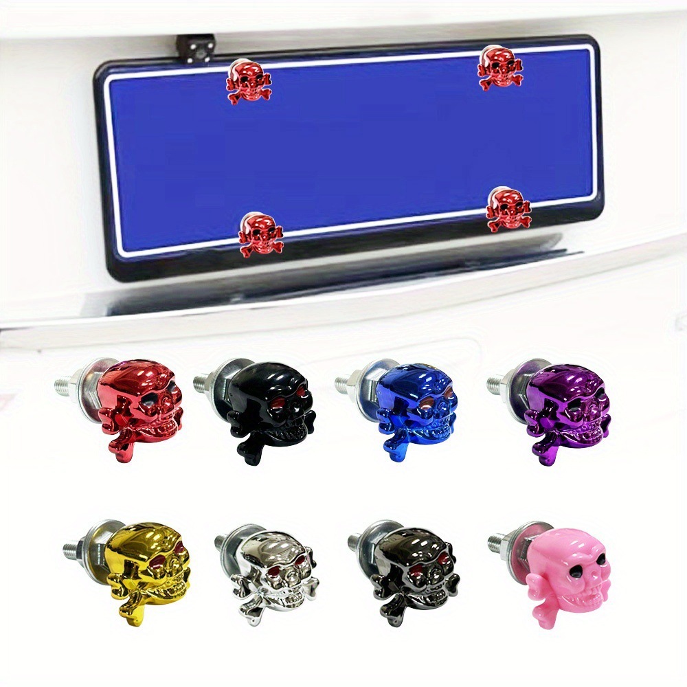 New Screws Skull Shape M6 Thread Universal For All Car Models License Plate Frame Cross-Border_voghion.com