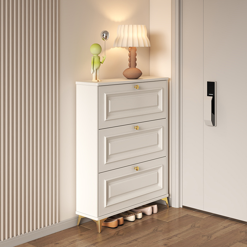 Creamy thin flip-flop shoe cabinet for home door entrance hall cabinet integrated entryway easy storage shoe rack 