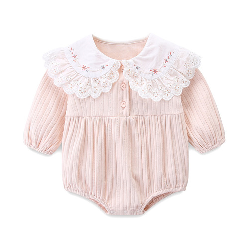 idea spring and autumn new style triangle embroidery Korean version girls' crawling clothes hayi infant onesies 2162