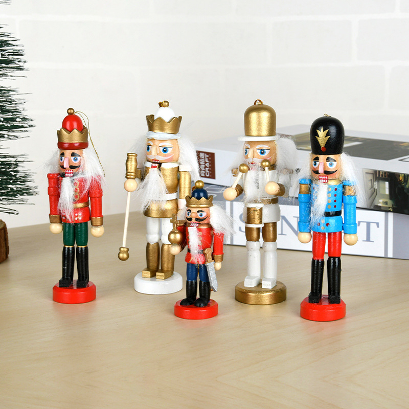 Cascanueces europeos decoración de la habitación del soldado juguete de madera títeres pequeños adornos de Navidad regalos colgantes