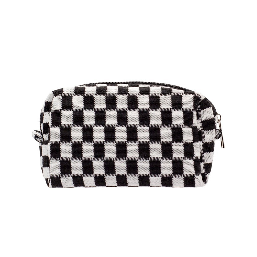 The Pizminik Check Cosmetic Bag with Hand Wallet Zip constitutes a…
