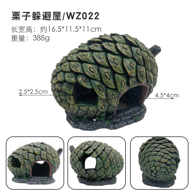 Lindo mundo de cuento de hadas estilo cangrejo ermitaño refugio casa caja de alimentación decoración paisajismo resina protección del medio ambiente dibujos animados anime castaña