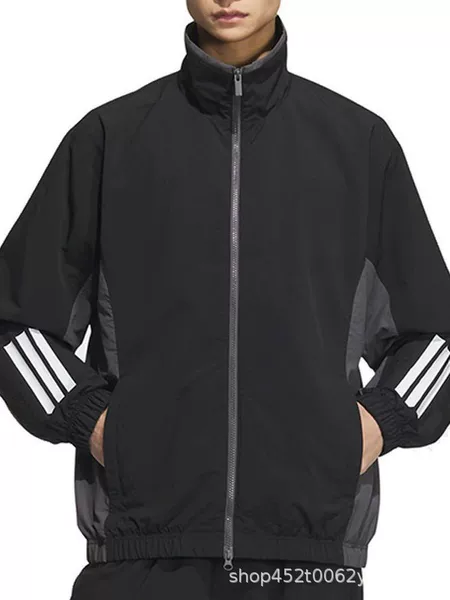 26 Foreign Trade Spring/Summer Stand Collar Color-Block Quick-Dry Windbreaker Three-Stripe Unisex Sports Casual Jacket Kc3926