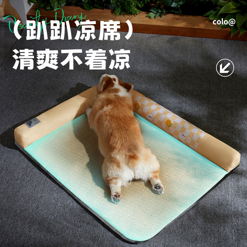 Alfombrilla de verano para mascotas, gato y perro pequeños, nido de ratán, alfombra para dormir con sensación de hielo, perrera fría, nido para gatos para mascotas, venta al por mayor transfronteriza
