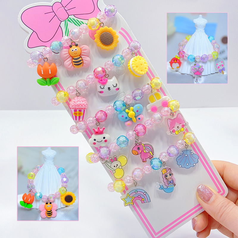 Cute Bracelet Children Girls Bracelet Pendant Bracelet Girls Cartoon Accessories Baby Beaded Jewelry Frozen