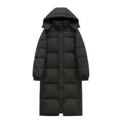 中戏艺考黑色简约羽绒棉服超长过膝款2025大码男女情侣款加厚外套