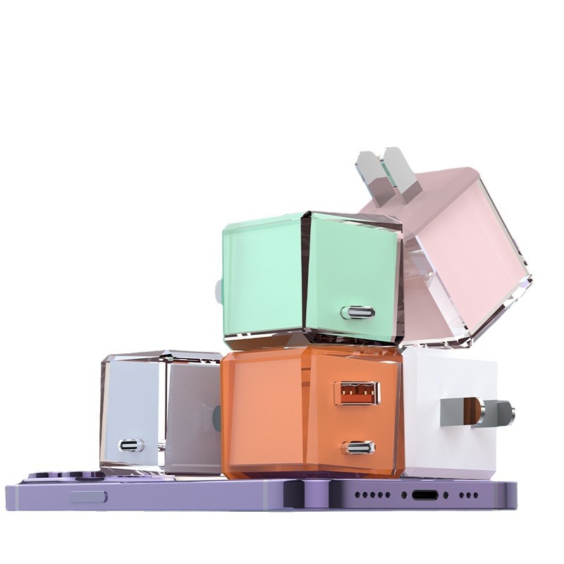 Cargador de teléfono móvil 20W cabeza de carga pequeño cubo de hielo pd cabeza de carga rápida adecuado para iphone Apple 14 cargador de teléfono móvil