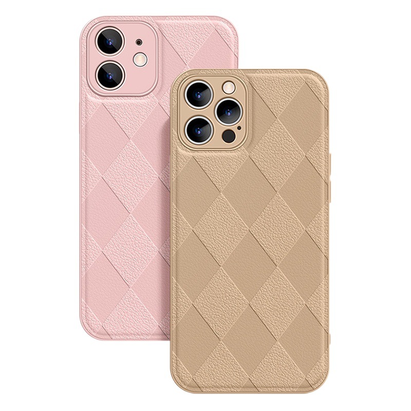 A cuadros de color sólido para Apple 14 teléfono caso 13pro Max piel de oveja iphone12/11 duro caso hembra XS