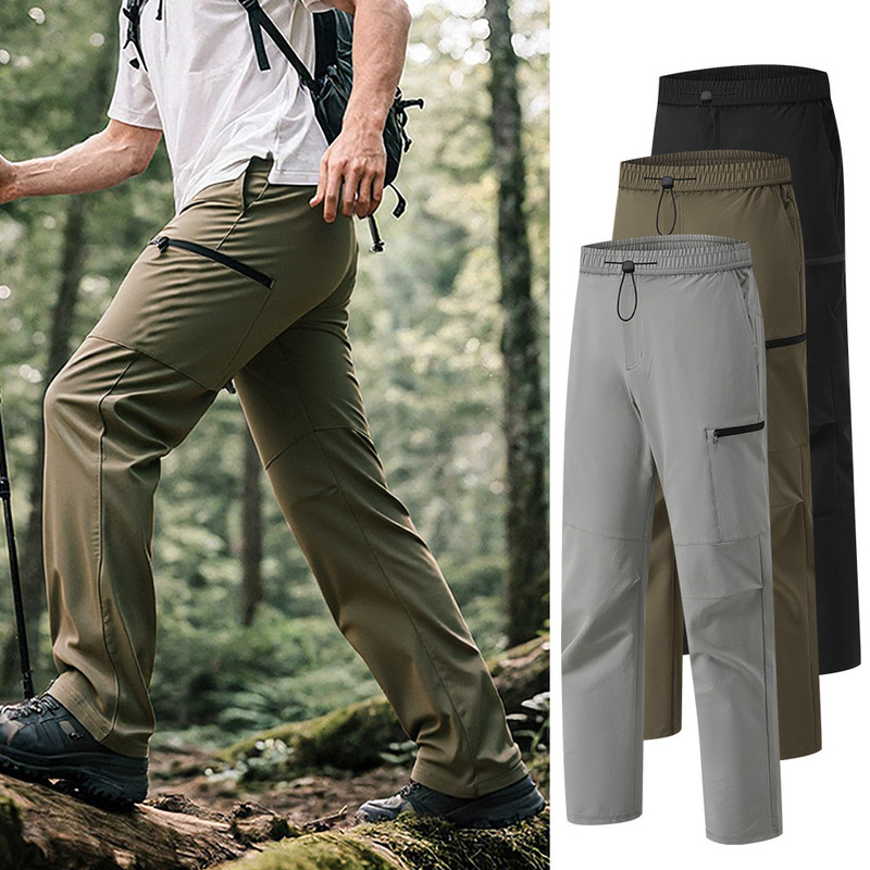 Men's Multi-Pocket Sports Pants Quick-Dry Cargo Pants Outdoor Hiking Sports Casual Softshell Jacket Pants