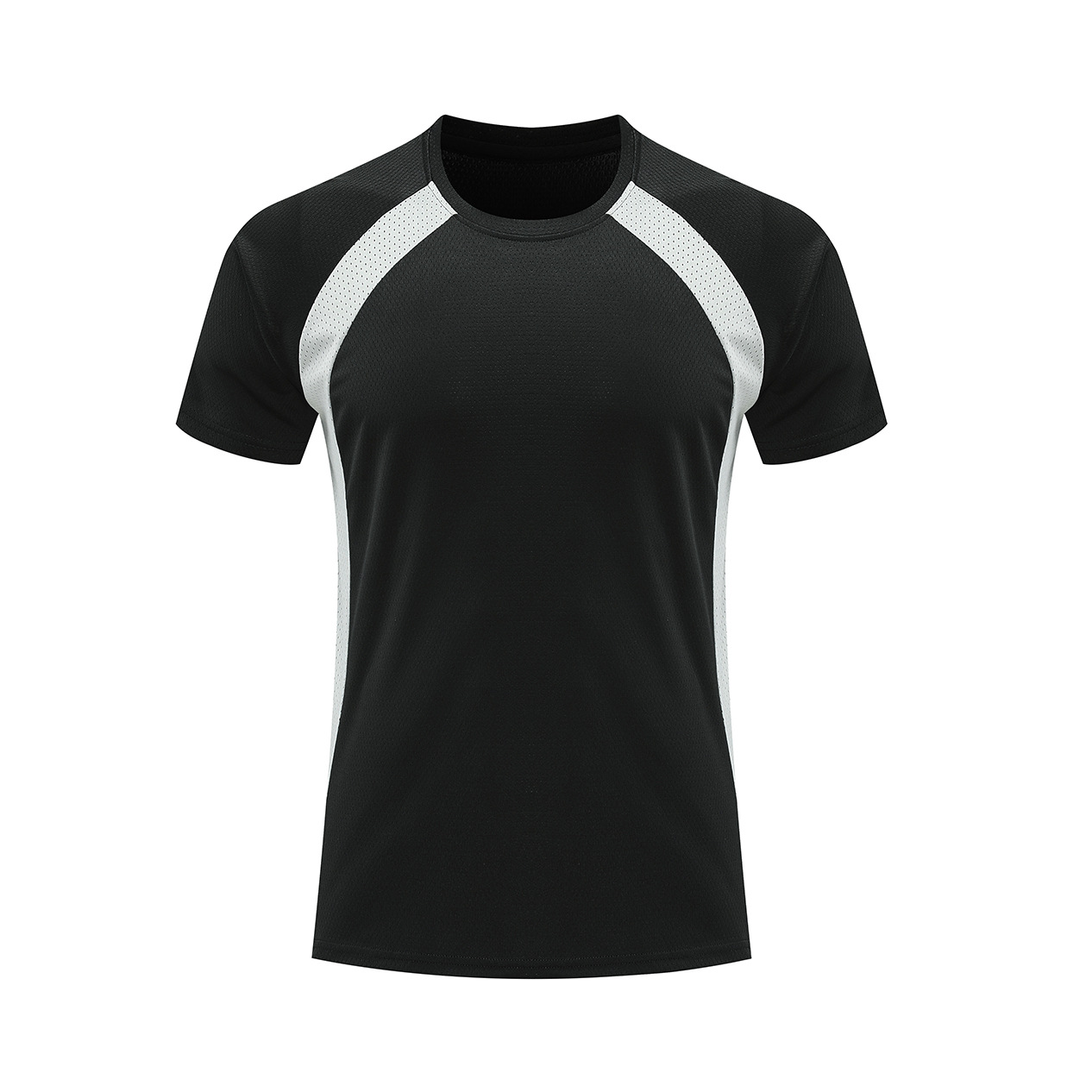 Hombre deportivo ocio mangas cortas T gran agujero de ventilación color combinado ropa de trabajo de secado rápido impresión logotipo camiseta ropa deportiva fitness