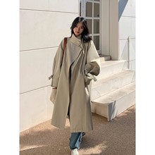 中长款风衣外套女小个子2025春新款宽松立领大衣休闲高级感英伦风