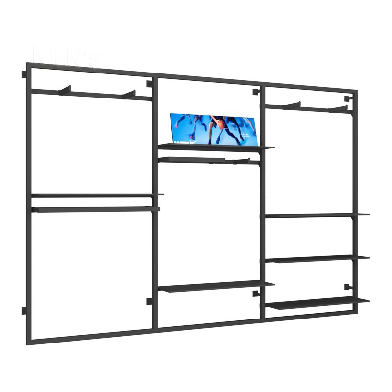 Estante de exhibición especial para tiendas de ropa deportiva y deportiva, estante de exhibición tipo piso para tiendas de ropa de hombre