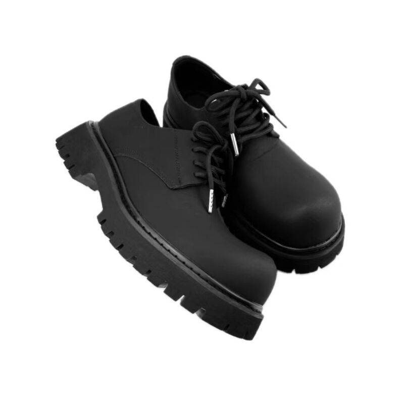 Ready in Stock and Shipped in Seconds Couple Style Carbon Black Big-Toe Derby Shoes, Trendy Men's and Women's Mickey Shoes, Thick-Soled Casual Leather Shoes for Commuting
