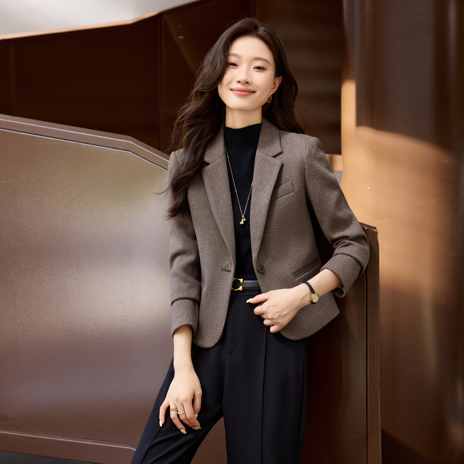 Gray Small Suit Jacket for Women 2025 New Spring & Fall High-End Casual Suit Short Top for Small Women