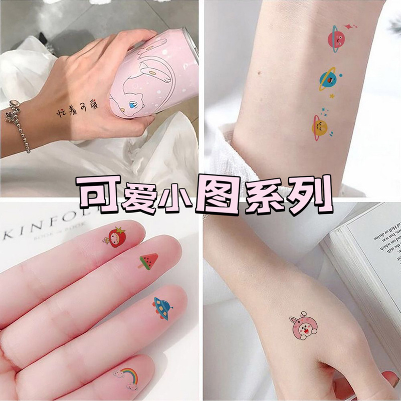 Wholesale cute tattoo stickers small pattern girls high sense ins small fresh waterproof finger tattoo stickers for children