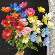 婚庆3头格桑花仿真花婚礼装饰现场布置路引假花摄影道具美陈造景