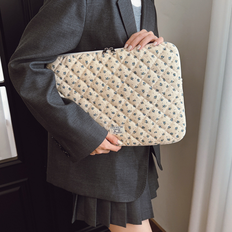 Fashionable Korean-Style Heart-Shaped Floral Tablet Sleeve Storage Bag 11inch 13inch 15inch Computer Protective Case