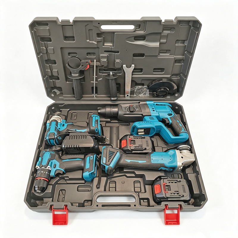 Juego de Herramientas Eléctricas de Litio Set de 4 Piezas Recargable para Construcción e Ingeniería